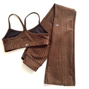ALO Yoga Jacquard High-Waist Glenplaid Flutter Leggings And Bra Set Size Small